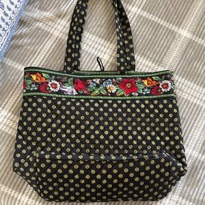 Vera Bradley Floral Black Tote Bag